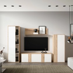 Salón Completo Neo Vitrina Alta + Mueble TV + Galería + Buffet