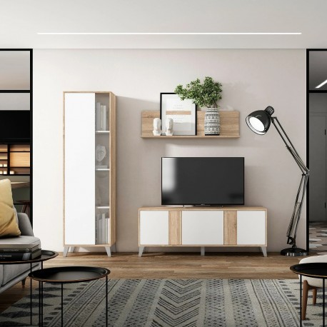 Salón Completo Neo Vitrina alta + Mueble tv + Galería